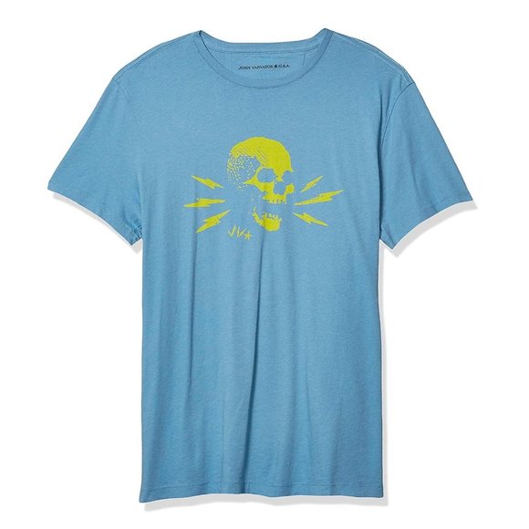 John Varvatos Skull Lightning Bolts Tee Shirt Sky - Picture 4 of 5